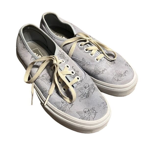 VANS Sneakers Woman’s Size 7 Love You To Death Blue Suede Cupids Skeletons Laces - Picture 1 of 10